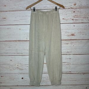 NWT Suzie Suzi Kondi The Tinos Slim Track Pants Velour in Natural Sz S
